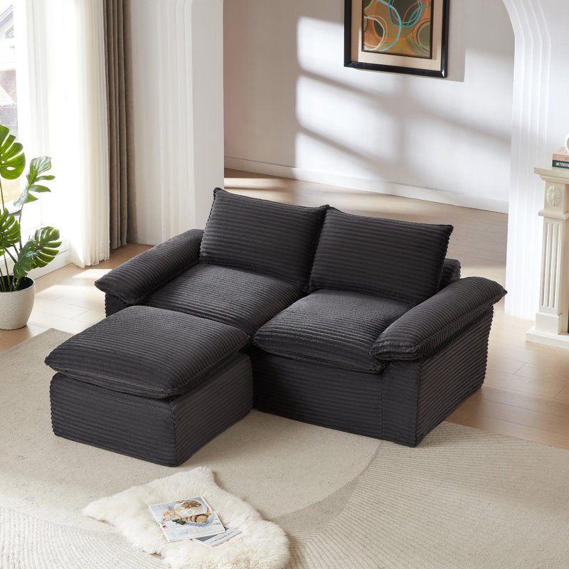 Causeuse avec repose-pieds 80,32 po, Blanc