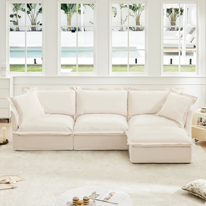 Canapé modulaire en bois à assise profonde, siège spacieux