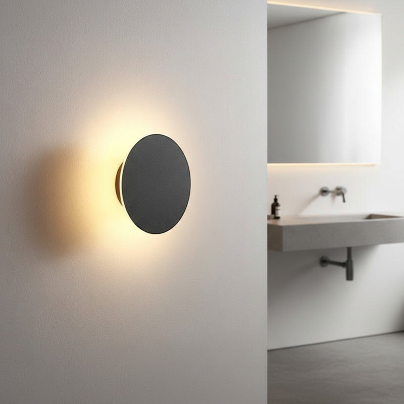 UltraBeam 6 Watt LED Round Bathroom Wall Light - IP65 Rated , Black