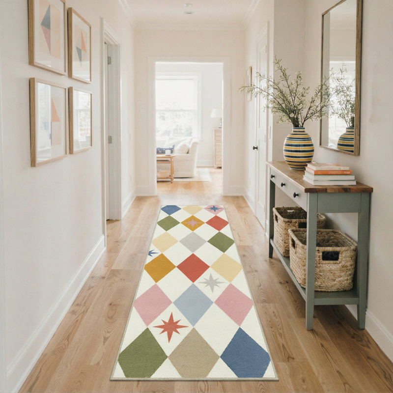 Tapis d'intérieur rose / gris / beige / vert / bleu / orange lavable à la machine Lightle Avenue avec envers antidérapant