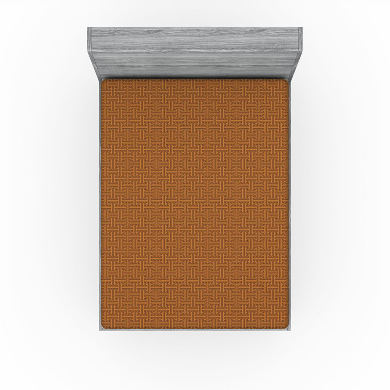 Ambesonne Fitted Sheet 2-Pack, Full Fitted Sheet, Pale Caramel Geometric
