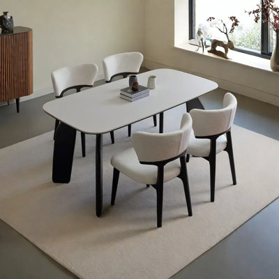 Ensemble de table de salle à manger et de chaises Art White Rock