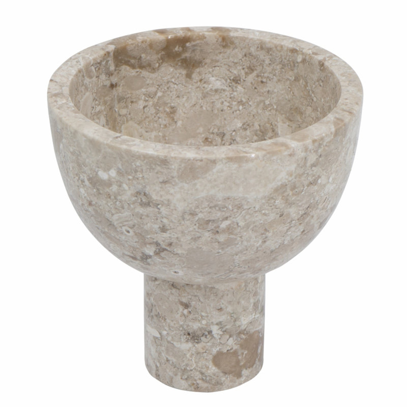 Bol piédestal rond en marbre D6x6 ", crème