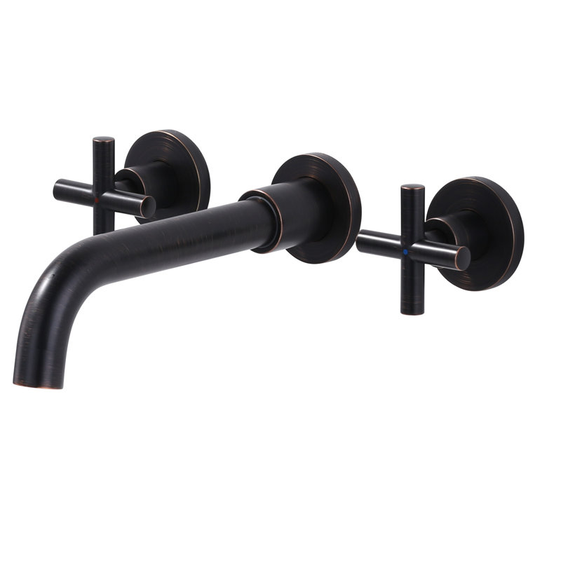 IVIGA Double-Handle Wall Mounted Bathroom Faucet for Sink, Oil Rubbed Bronze