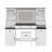 Farmhouse Vanity Desk with Mirror, LED Lights, 5 Drawers, 4 Cabinets, Glass Top, and Cushion Stool for Bedroom