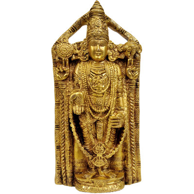 Handmade Tirupati Balaji Flat Wall Hanging Statue in Brass – Lord Venkateshvara Idol, Regal Temple Accent, Divine Blessings Décor for Entryway & Sacred Space