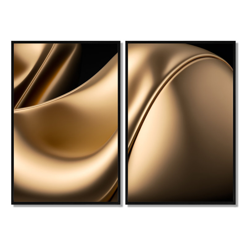 Cinda - Abstract Liquid Ink Wall Art, Black, 36" H x 48" W, Framed Print without Mat