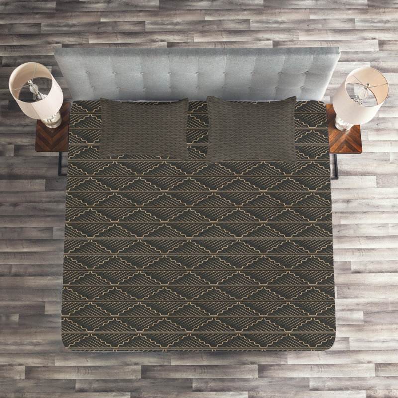 Modern & Contemporary Geometric Shapes Coverlet, King Bedspread + 2 Shams