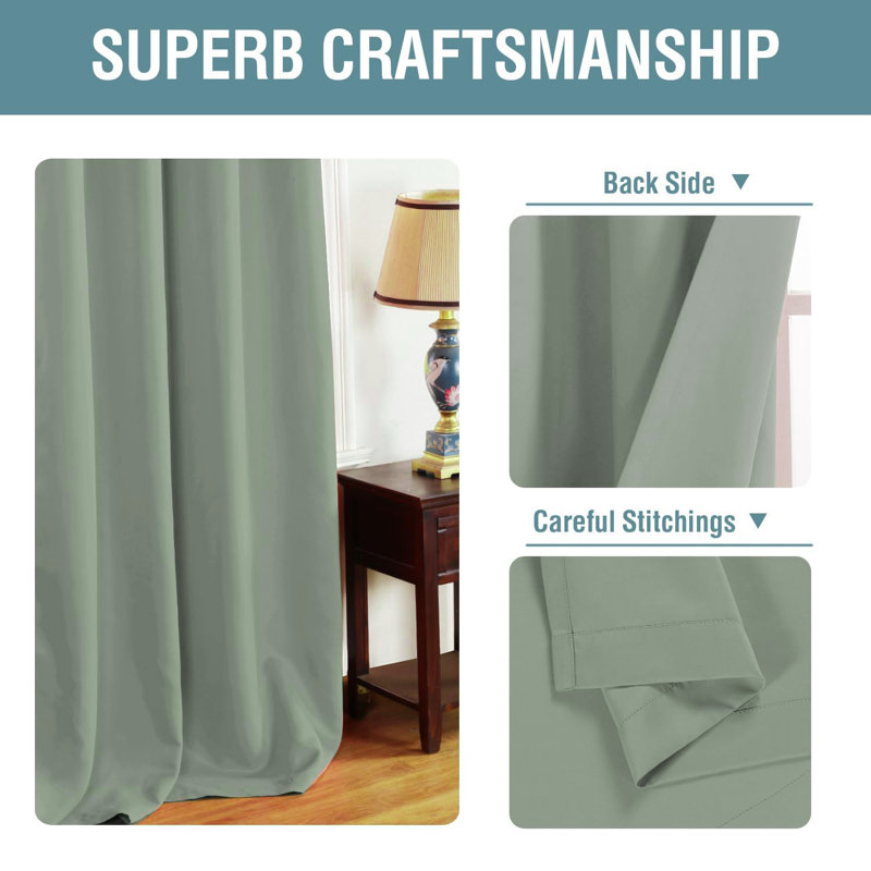 Curtains for Bedroom/Living Room 2 Panels Set - Thermal Insulated Room Darkening Grommet Top Curtains, 52" W x 96" L