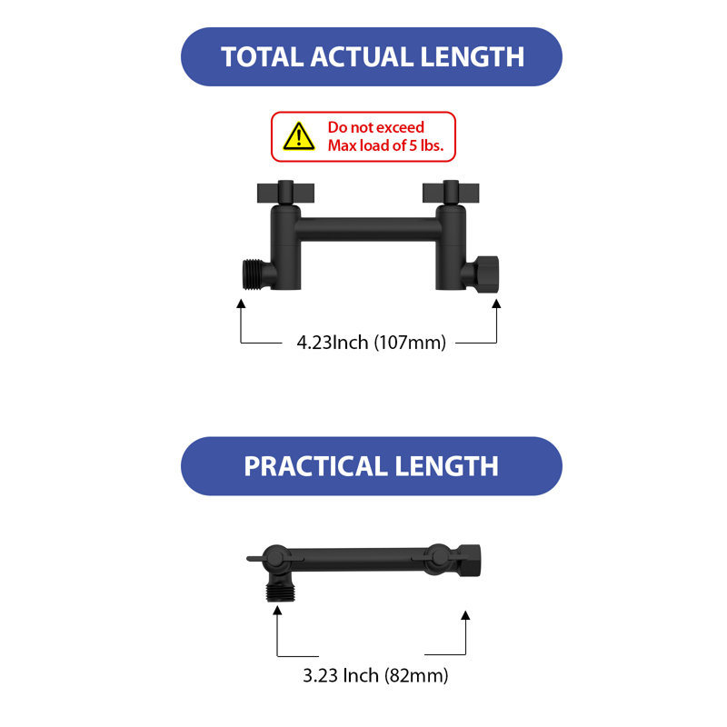 4 Inch Height & Angle Adjustable Universal Shower Head Extension Arm