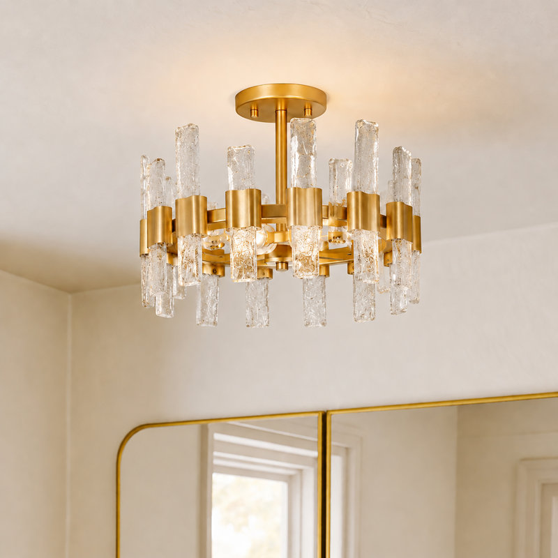 Plafonnier semi-encastré 3 lumières avec verre texturé répertorié ETL