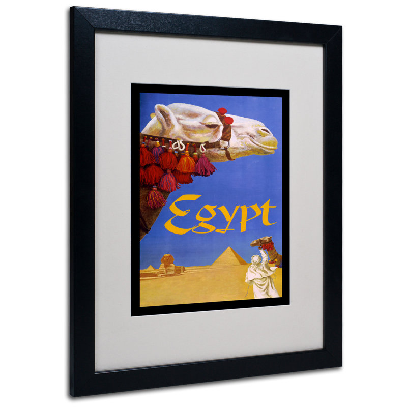 Affiche rétro sur toile encadrée pomme « égypte », H 14 po x l 11 po x P 0,5 po, Noir