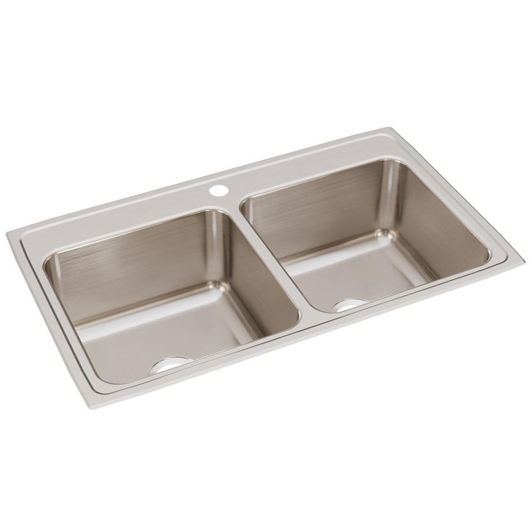 Lustertone 37" L x 22" W Double Basin Drop-In Kitchen Sink