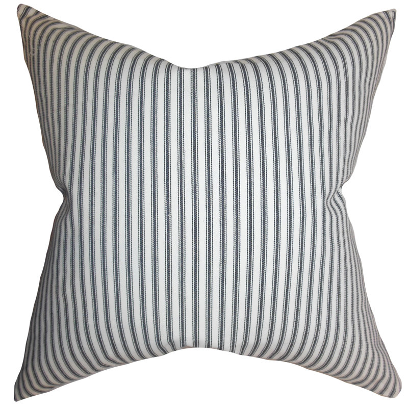 Striped Down Reversible Throw Pillow, Ebony, 20" x 20"