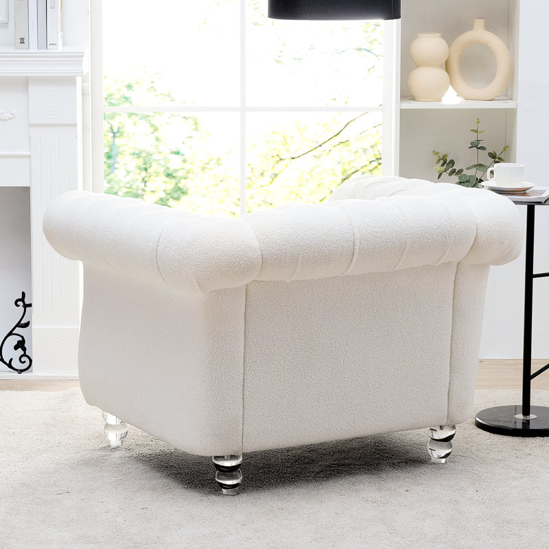Canapé 1 place, conforme à la norme TB117, blanc, ressorts ensachés, dossier en mousse, profondeur 82,5 cm, hauteur 73,7 cm, revêtement en velours, structure en bois massif, hauteur sous plafond 32 cm
