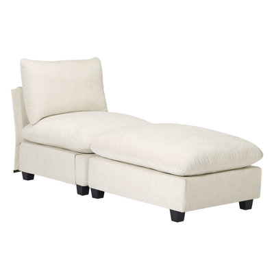 Chenille Upholstered Single Sofa Chair With Ottoman