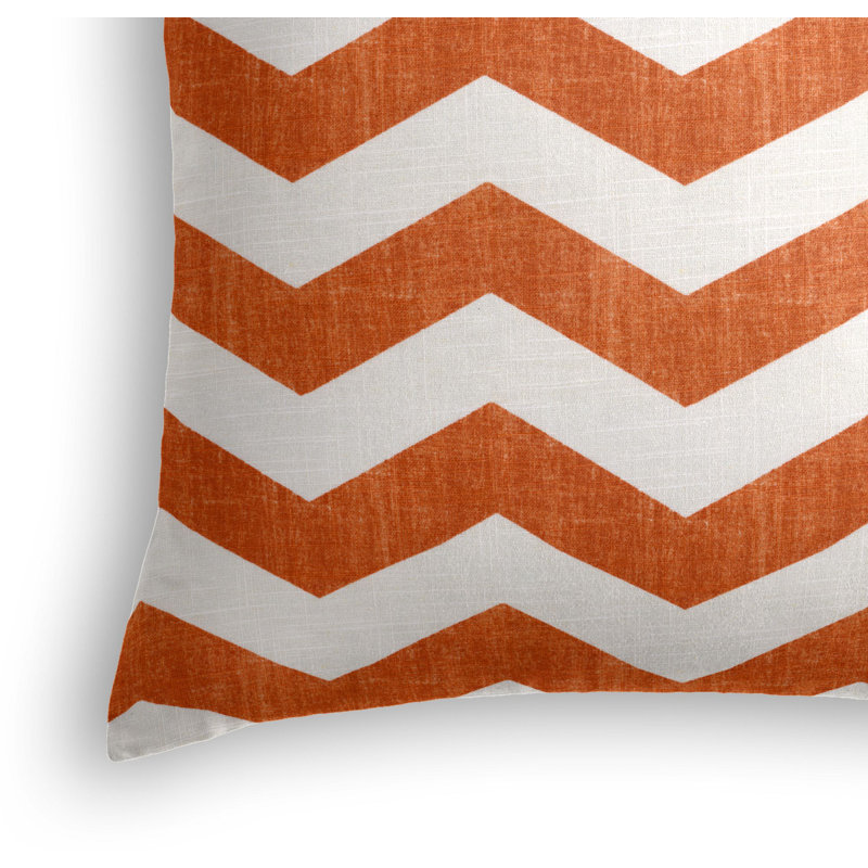 Live Wire Chevron Linen Reversible Throw Pillow, 24" x 24", Orange/Ivory