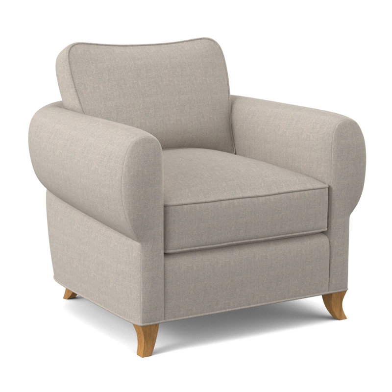 Cocoon Sunbrella® Boucle Armchair, White Caps Fog Viscose, Amber
