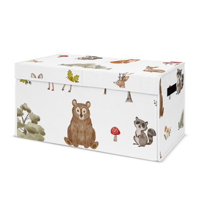 Watercolor Woodland Forest Animals Fabric Storage Toy Box by Sweet Jojo Designs