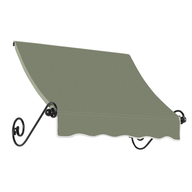 Auvent en tissu acrylique avec accoudoirs en fer Awntech Charleston, H 24 po x l 124,5 po x P 24 po, Sauge