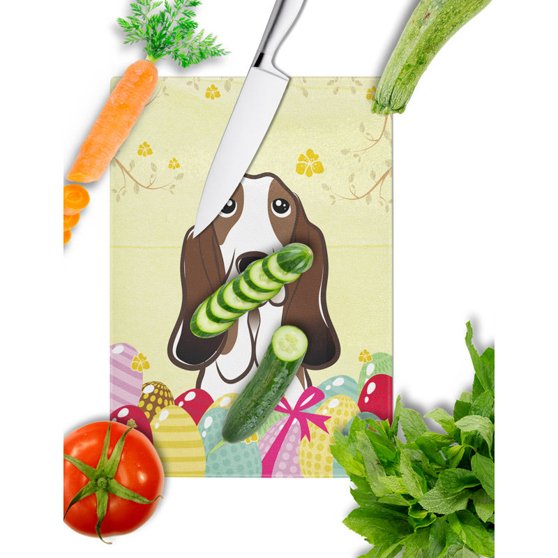 Planche à découper en verre trempé à caroline de pâques, Basset hound