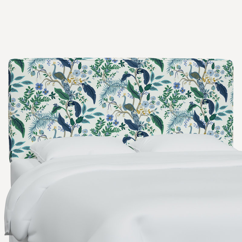 Elly Headboard, King, Rpc Peacock Blue & White Linen