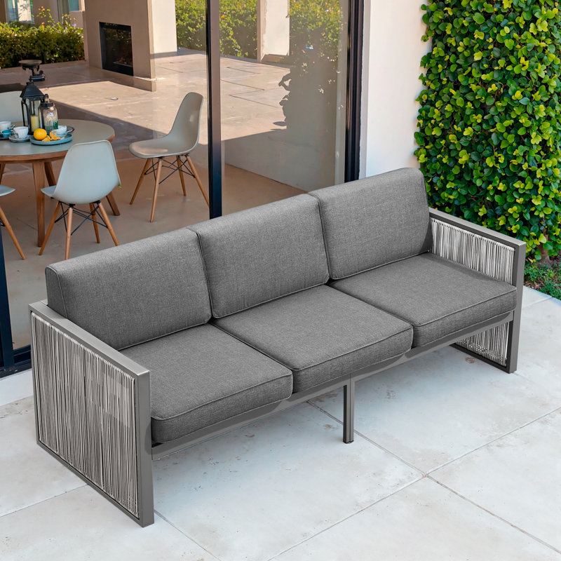 Canapé d'extérieur 78 po avec coussins Sunbrella® Trinie, Gris foncé