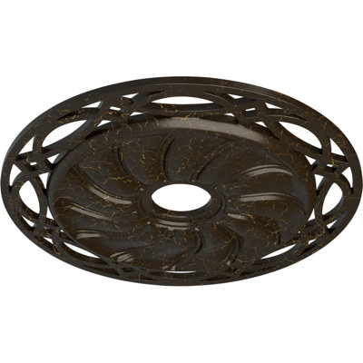 Endurathane Loera Ceiling Medallion, 26 5/8"OD x 4 1/2"ID x 1 3/8"P (Fits Canopies up to 6 1/4"), Hand-Painted Stone Hearth Crackle Finish