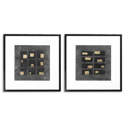 Washed Black Squares Print by Michael Willett