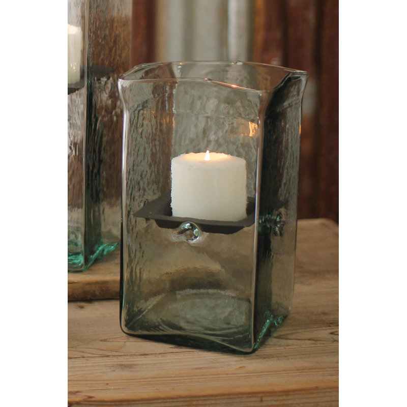  Élégante petite bougie ouragan en verre, décor décoratif H 11 po, H 11 po x l 6 po x P 6 po