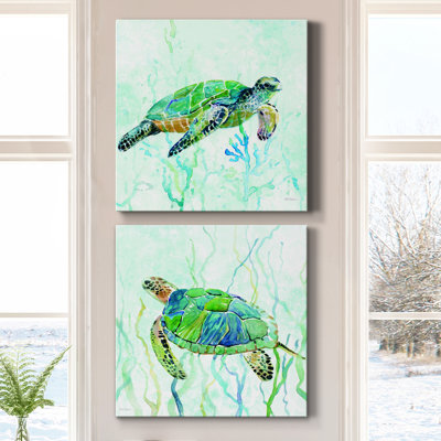 " Sea Turtle Swim I " 2 - Pieces