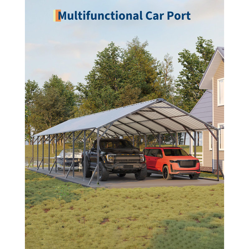 20'X40'x12' Metal Carport for Multiple Vehicles Vertical Roof Design for All-Weather, Heavy Duty Steel Car Ports for Full-Size Pickup Trucks, Boats and Tractors