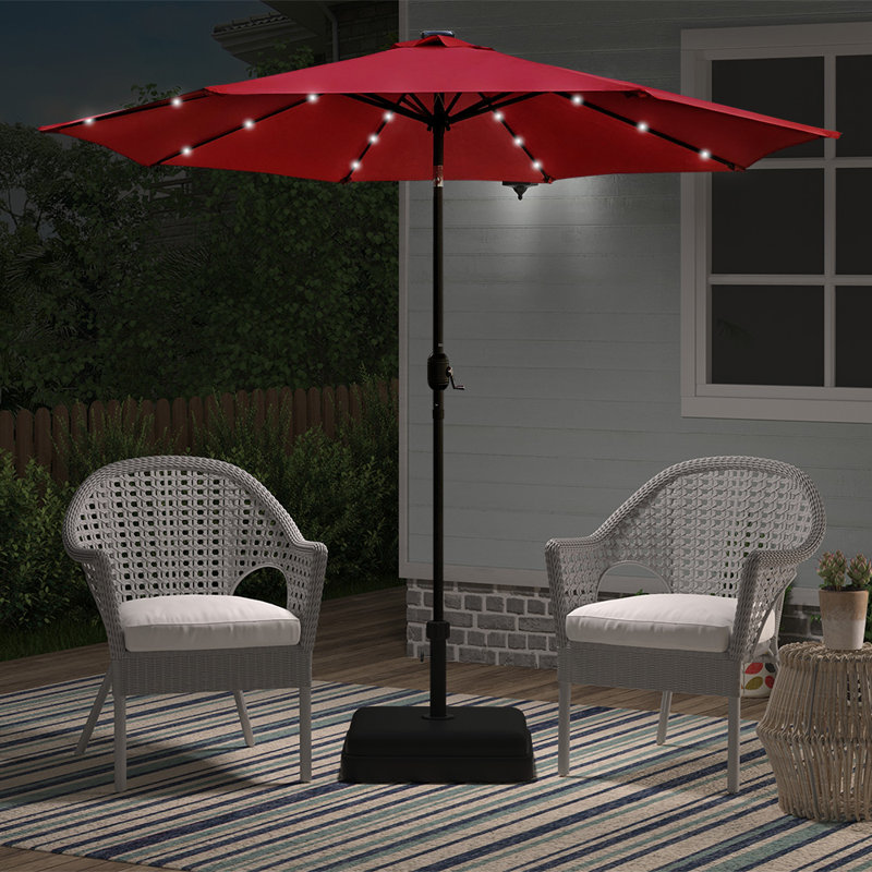 Parasol de marché éclairé 8 pi 9 po, Rouge