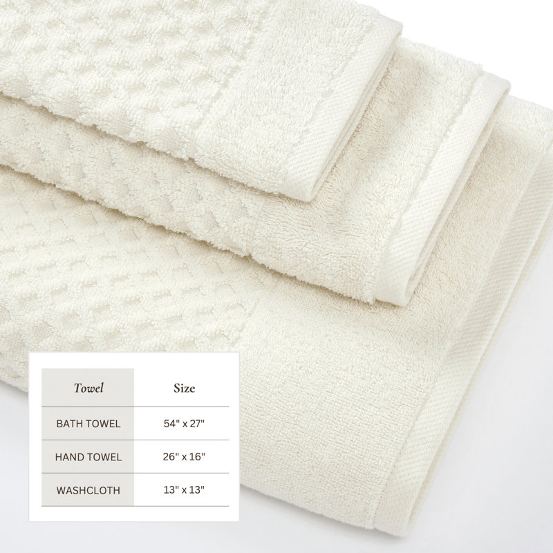 Ivory Cotton Diamond Textured 6-Piece Towel Set