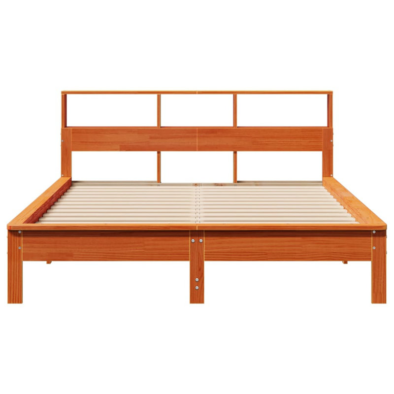 Shaylene Solid Wood Bed, 80cm H x 210.5cm W x 147cm D, Wax Brown