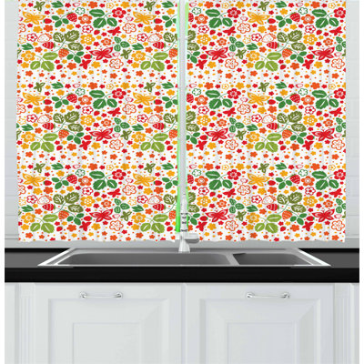 Floral Tailored Kitchen Curtain