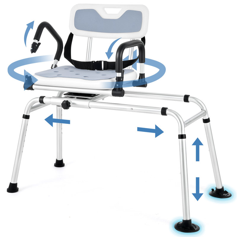 Chaise de douche pivotante à 360 ° avec hauteur réglable