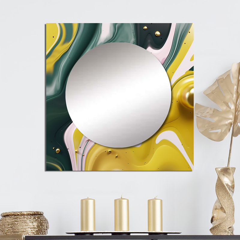 Mascolino - Abstract Marble Square Mirror Wall Decor For Bedroom, 29" x 29"