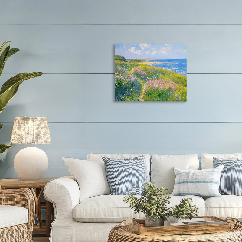 Toile impressionniste «Smudged Coast», conception de Petal Prints Design, H 16 po x l 20 po