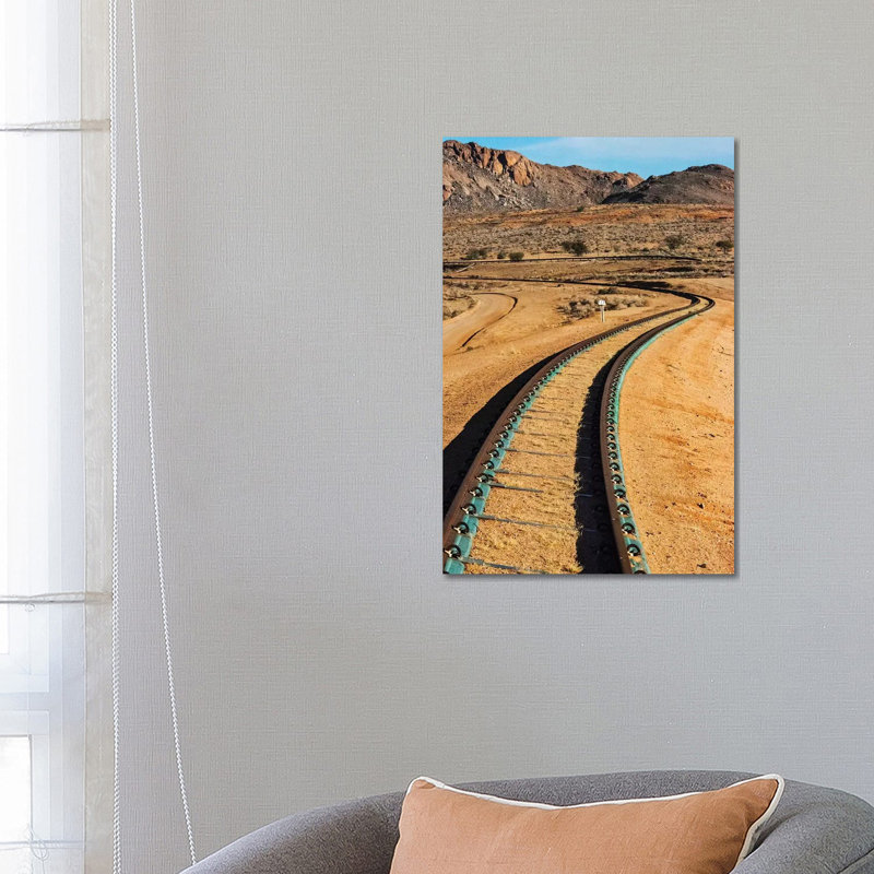 Railway tracks through southern Namib Desert, Karas Region, Namibia 1 Piece Wrapped Canvas Wall Art