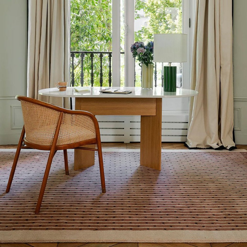 Exclamation Wool Striped Area Rug in Bois De Rose, Rectangle 6'7" x 9'1"