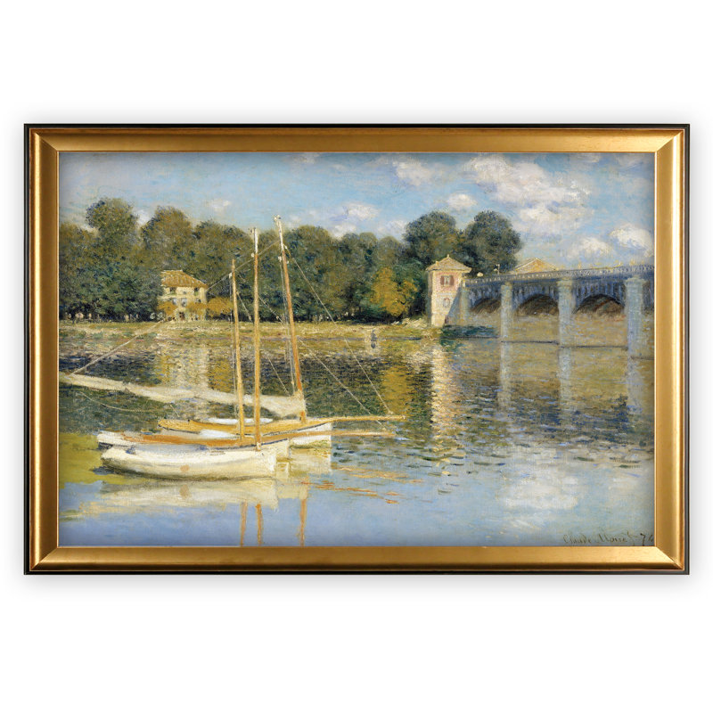 « the bridge » par claude monet, reproduction de peinture à l’huile sur toile tendue encadrée, Cadre doré