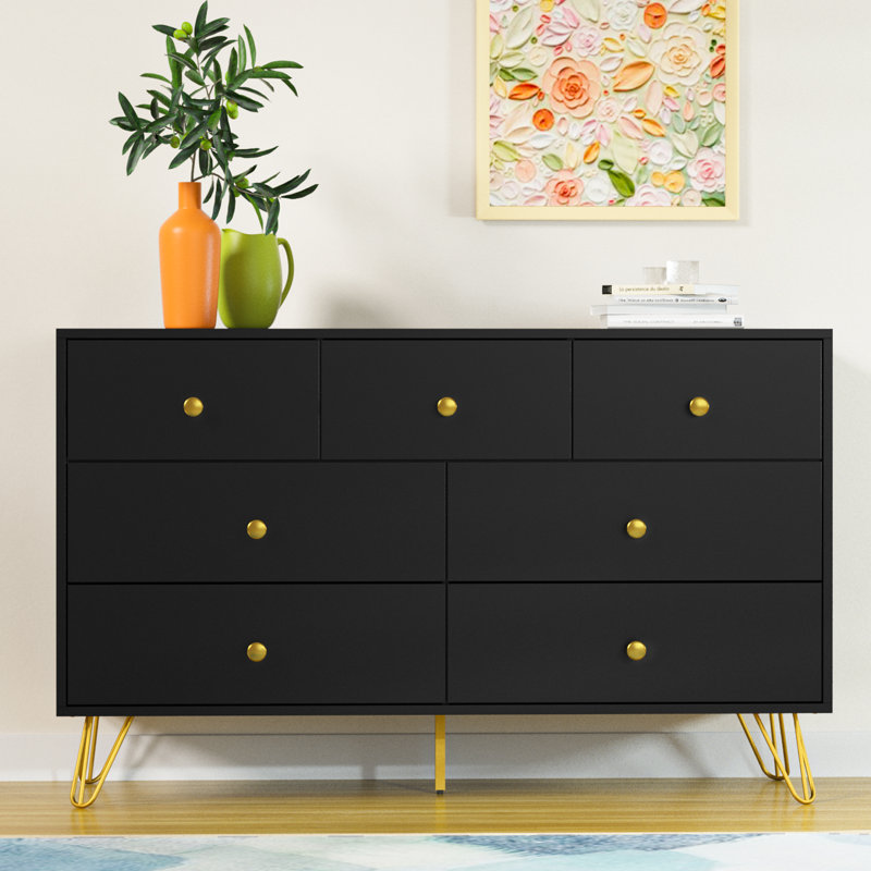 Wajid 47.24'' W 7 - Drawer Dresser, Black