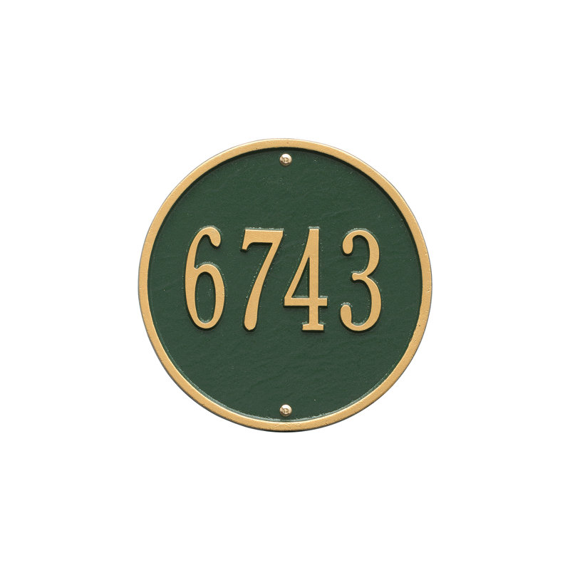 Plaque d'adresse murale 1 ligne, Vert et or, Oui