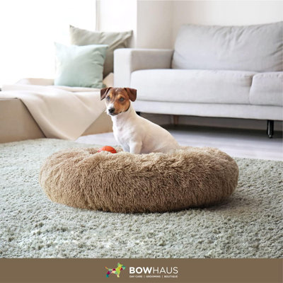 24 / 30-Inch Calming Donut Pet Bed for Small/Medium Cats and Dogs, Anti-Slip Bottom, Washable, Anti-Anxiety Fluffy Round Cat Bed, Multiple Colors