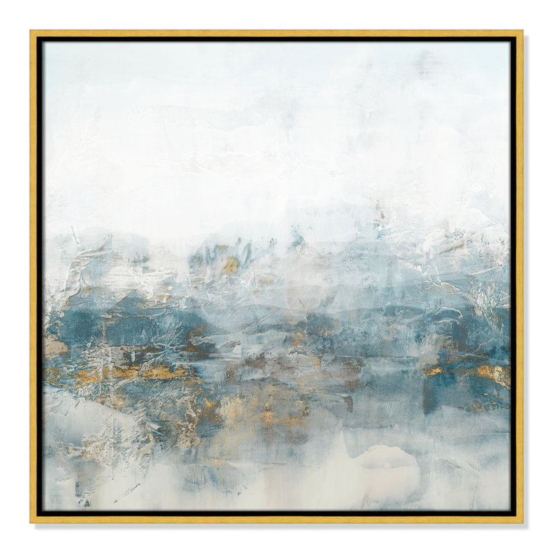 «Misty Blue - Square Version Print» par Casa Fine Arts, H 25,5 po x l 25,5 po x P 2 po, Toile avec cadre flottant or