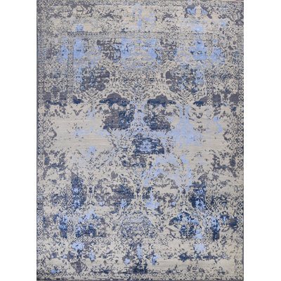 Tapis abstrait à teinture végétale noué à la main 8 x 10