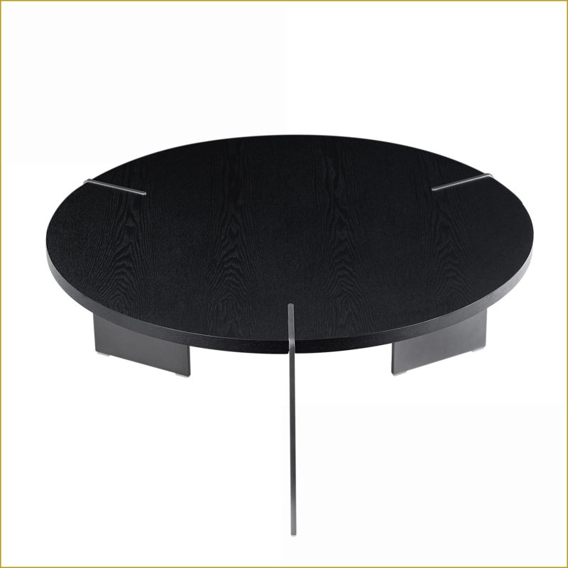 Table basse en bois de chêne noir pour le salon - Structure en métal robuste, écologique et facile à nettoyer, Noir