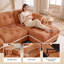 Canapé nuage orange 2 places en chenille avec 2 poufs amovibles, coussins capitonnés et finitions à pompons-355024054