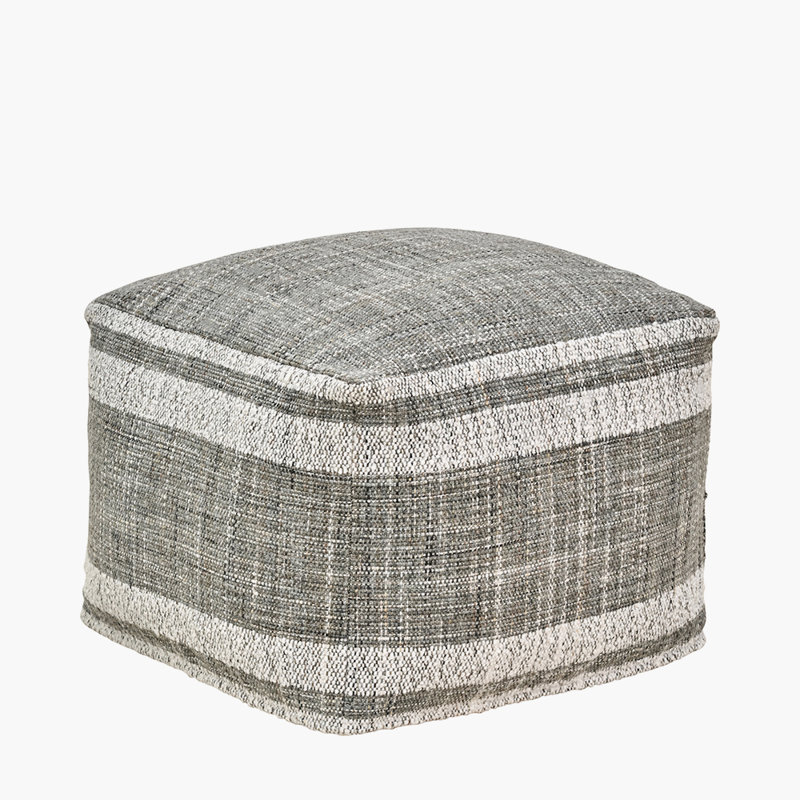 Steel Grey Upholstered Outdoor Ottoman